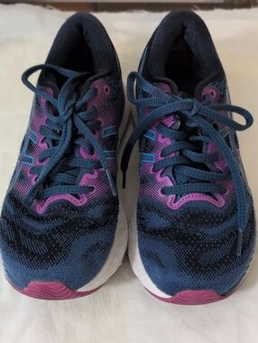 Asics Navy and Purple Women's Running Sneakers